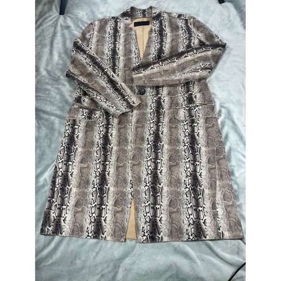 Blank NYC Jackets & Blazers - BLANK NYC Anthropologie Faux Suede Snakeskin Long One Button Jacket Women Size S